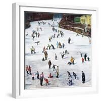 "Fox River Ice-Skating", January 11, 1958-John Falter-Framed Giclee Print