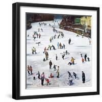 "Fox River Ice-Skating", January 11, 1958-John Falter-Framed Giclee Print