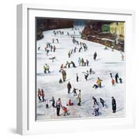 "Fox River Ice-Skating", January 11, 1958-John Falter-Framed Giclee Print