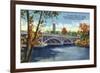 Fox River Valley, Illinois, View of the Fox River Bridge between Batavia and Aurora-Lantern Press-Framed Art Print