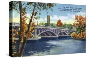 Fox River Valley, Illinois, View of the Fox River Bridge between Batavia and Aurora-Lantern Press-Stretched Canvas