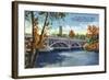 Fox River Valley, Illinois, View of the Fox River Bridge between Batavia and Aurora-Lantern Press-Framed Art Print