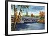 Fox River Valley, Illinois, View of the Fox River Bridge between Batavia and Aurora-Lantern Press-Framed Art Print