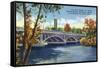 Fox River Valley, Illinois, View of the Fox River Bridge between Batavia and Aurora-Lantern Press-Framed Stretched Canvas