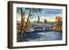 Fox River Valley, Illinois, View of the Fox River Bridge between Batavia and Aurora-Lantern Press-Framed Art Print