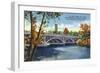 Fox River Valley, Illinois, View of the Fox River Bridge between Batavia and Aurora-Lantern Press-Framed Art Print