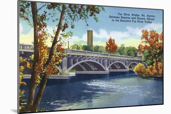 Fox River Valley, Illinois, View of the Fox River Bridge between Batavia and Aurora-Lantern Press-Mounted Art Print