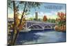 Fox River Valley, Illinois, View of the Fox River Bridge between Batavia and Aurora-Lantern Press-Mounted Art Print