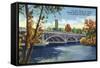 Fox River Valley, Illinois, View of the Fox River Bridge between Batavia and Aurora-Lantern Press-Framed Stretched Canvas