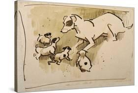 Fox Terrier and Puppies-Joseph Crawhall-Stretched Canvas