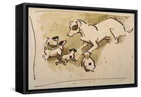 Fox Terrier and Puppies-Joseph Crawhall-Framed Stretched Canvas