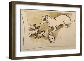 Fox Terrier and Puppies-Joseph Crawhall-Framed Giclee Print