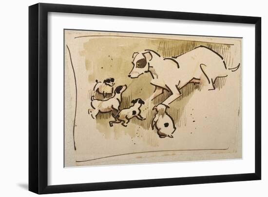 Fox Terrier and Puppies-Joseph Crawhall-Framed Giclee Print