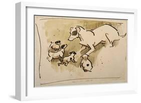 Fox Terrier and Puppies-Joseph Crawhall-Framed Giclee Print