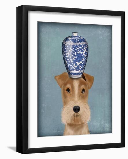 Fox Terrier with Blue Vase-Fab Funky-Framed Art Print