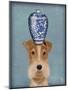 Fox Terrier with Blue Vase-Fab Funky-Mounted Art Print