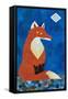 Fox under Diamond Moon-Casey Craig-Framed Stretched Canvas