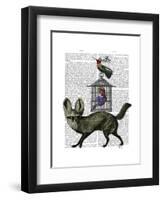 Fox With Birdcage-Fab Funky-Framed Art Print