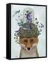 Fox with Butterfly Bell Jar-Fab Funky-Framed Stretched Canvas