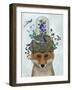 Fox with Butterfly Bell Jar-Fab Funky-Framed Art Print