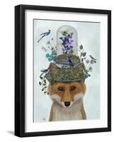 Fox with Butterfly Bell Jar-Fab Funky-Framed Art Print