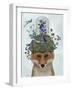 Fox with Butterfly Bell Jar-Fab Funky-Framed Art Print