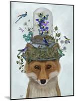 Fox with Butterfly Bell Jar-Fab Funky-Mounted Art Print