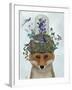 Fox with Butterfly Bell Jar-Fab Funky-Framed Art Print