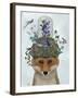 Fox with Butterfly Bell Jar-Fab Funky-Framed Art Print