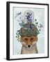 Fox with Butterfly Bell Jar-Fab Funky-Framed Art Print