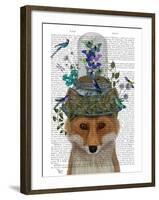 Fox with Butterfly Bell Jar-Fab Funky-Framed Art Print