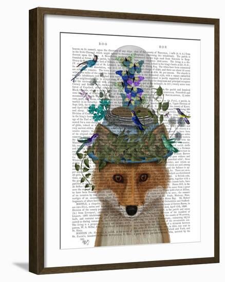 Fox with Butterfly Bell Jar-Fab Funky-Framed Art Print