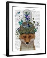 Fox with Butterfly Bell Jar-Fab Funky-Framed Art Print