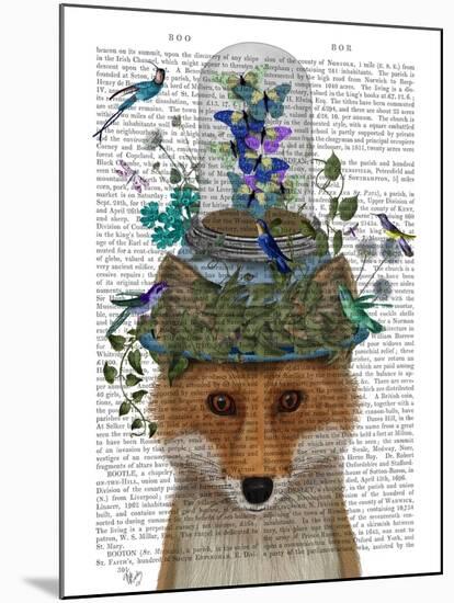 Fox with Butterfly Bell Jar-Fab Funky-Mounted Art Print