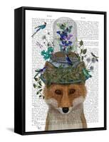 Fox with Butterfly Bell Jar-Fab Funky-Framed Stretched Canvas