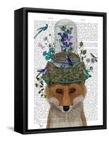 Fox with Butterfly Bell Jar-Fab Funky-Framed Stretched Canvas