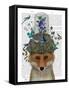 Fox with Butterfly Bell Jar-Fab Funky-Framed Stretched Canvas