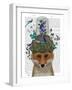 Fox with Butterfly Bell Jar-Fab Funky-Framed Art Print