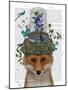 Fox with Butterfly Bell Jar-Fab Funky-Mounted Art Print