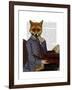 Fox with Flute-Fab Funky-Framed Art Print