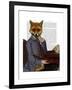 Fox with Flute-Fab Funky-Framed Art Print