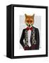 Fox with Red Bow Tie-Fab Funky-Framed Stretched Canvas