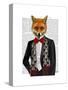 Fox with Red Bow Tie-Fab Funky-Stretched Canvas