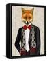 Fox with Red Bow Tie-Fab Funky-Framed Stretched Canvas