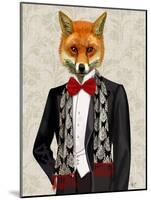 Fox with Red Bow Tie-Fab Funky-Mounted Art Print