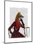 Fox with Red Scarf-Fab Funky-Mounted Art Print