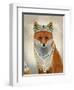 Fox with Tiara, Portrait-Fab Funky-Framed Art Print