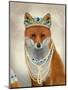 Fox with Tiara, Portrait-Fab Funky-Mounted Art Print