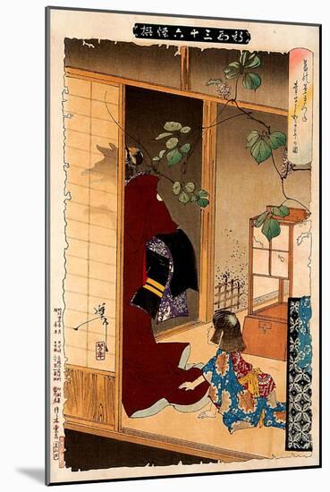 Fox Woman Leaving Her Child, Thirty-Six Transformations-Yoshitoshi Tsukioka-Mounted Giclee Print