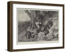 Foxes at Play-Carl Friedrich Deiker-Framed Giclee Print